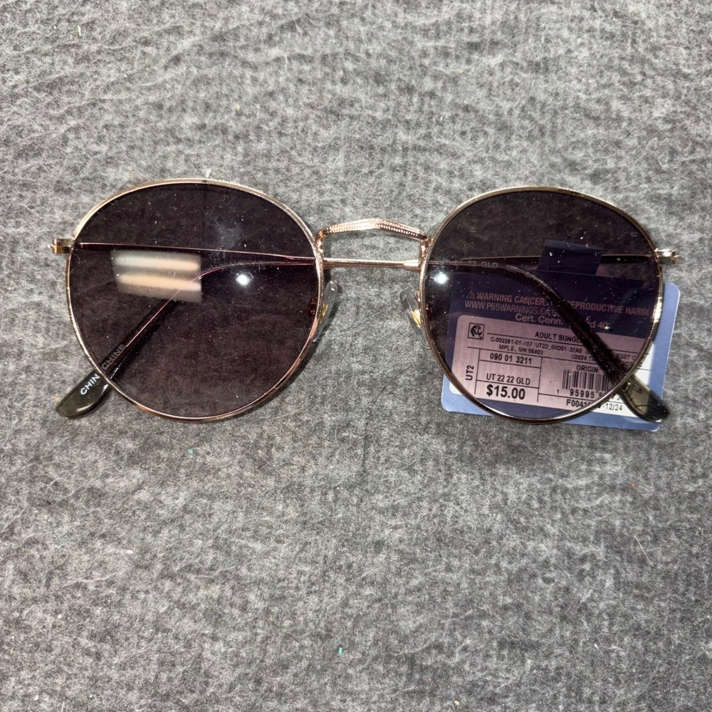 Universal Thread Round Sunglasses Gold Metal Frame Adult UT 22 22 GLD NWT